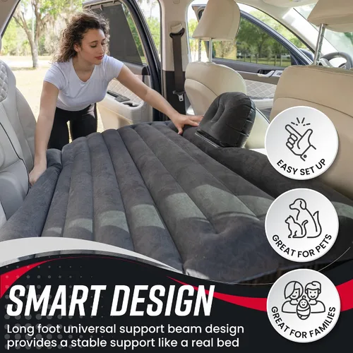 Vista 4 de VaygWay Colchón inflable de aire para automóvil – Cama de aire con kit de bomba – Asiento trasero – Cojín de cama inflable para vacaciones