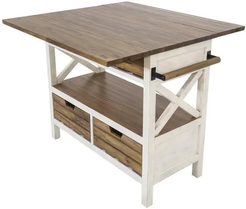 Vista 3 de Yosemite Home Decor Cassidy Farmhouse - Isla de cocina de madera en color blanco