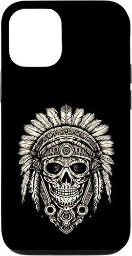 Vista 26 de iPhone 16 Skull, sombrero jefe nativo, capó de guerra, indios, caso del tocado