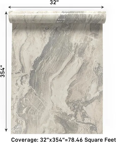 Vista 35 de VaryPaper Papel tapiz de mármol brillante de 15.7''x78.7'', beige-gris-dorado, despegar y pegar, autoadhesivo, grueso, duradero, removible