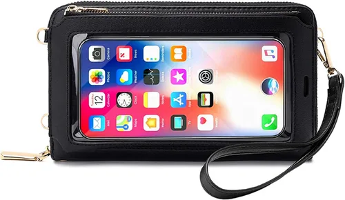 Vista 2 de Bolsa pequeña para teléfono con pantalla táctil con bloqueo RFID, bolso bandolera para mujer