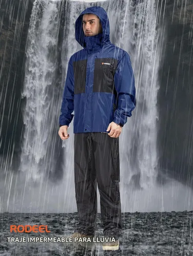 Vista 2 de Rodeel Traje impermeable para pesca para hombres (conjunto de chaqueta y pantalón de lluvia)