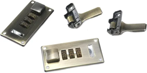 Vista 4 de Cerradura de combinación de maleta de equipaje de bronce de 3 dígitos Combination Password Locks, Briefcase Replacement Hasp Lock, Zinc Alloy