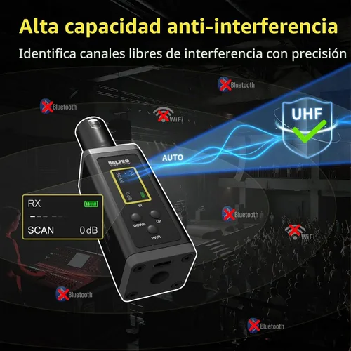 Vista 5 de Transmisor y receptor UHF inalámbrico XLR, rango de 150 pies, adaptador de micrófono inalámbrico enchufable para micrófono dinámico y condensador