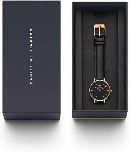 Vista 6 de Daniel Wellington Reloj pequeño Sheffield, correa de cuero negro italiano