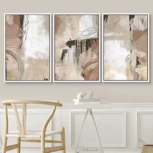 Vista 511 de SIGNWIN Lienzo enmarcado para pared, juego de arte pastel con cadena montañosa, bosque, niebla, naturaleza silvestre, ilustraciones modernas, arte