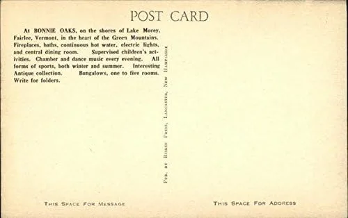 Vista 2 de Cliff House, Bonnie Oaks Camp Fairlee, Vermont VT Original Antique Postcard