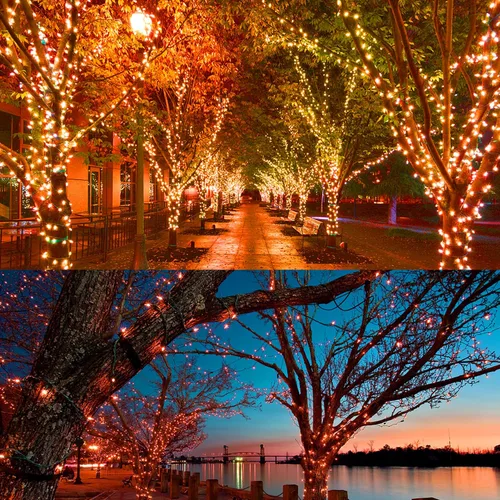 Vista 5 de Twinkle Star Guirnalda de 200 luces LED de Halloween de 66 pies con certificación UL segura para exteriores, luces de hadas enchufables, cable verde