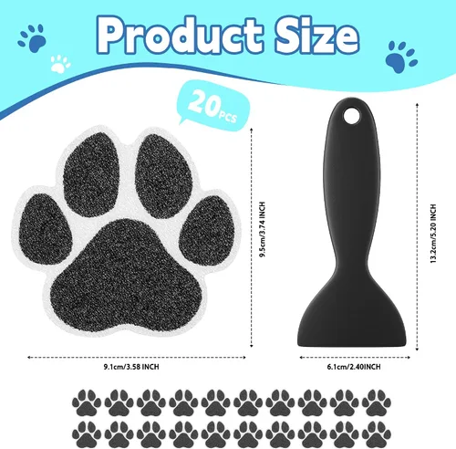 Vista 5 de Secopad Adhesivos antideslizantes para bañera, 20 unidades grandes de seguridad para bañeras, duchas, peldaños adhesivos con raspador premium (negro)