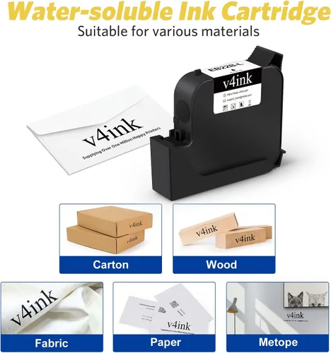 Vista 2 de v4ink Original EB22B EB22BL Cartucho de tinta solvente negro Tinta de freír rápida a 1 pulgada de altura de impresión para impresora de inyección