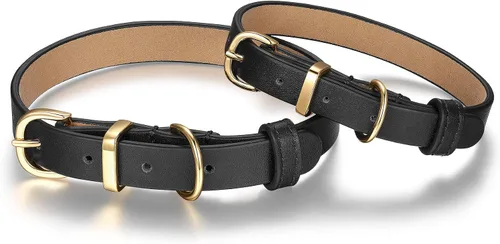 Vista 4 de SCAMPER & CO Collar de perro chapado en oro amarillo de 18 quilates con hebilla chapada en oro amarillo de 18 quilates, collar de perro con corazón