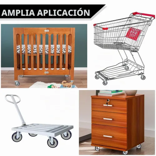 Vista 5 de Paquete de 4 ruedas de repuesto para carrito de compras de 5 pulgadas, ruedas de vástago roscado de 1/2 a 13 x 1