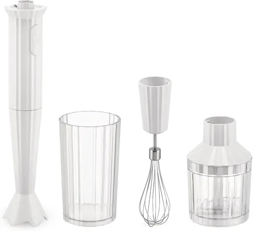 Vista 8 de Alessi Plissé MDL10SB/US - Batidora de mano con jarra medidora, batidor y picador en resina termoplástica, enchufe estadounidense 200W, negro