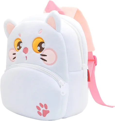 Vista 2 de Mochila escolar para niños de 2 a 4 años de edad (gato blanco)