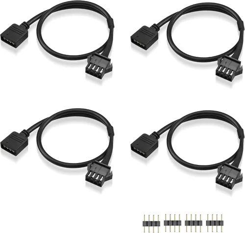 Vista 9 de GINTOOYUN Cable de extensión RGB, cable adaptador de conector ARGB hembra de 3 pines a SM 3 pines, cable de extensión RGB direccionable de 5 V y 3