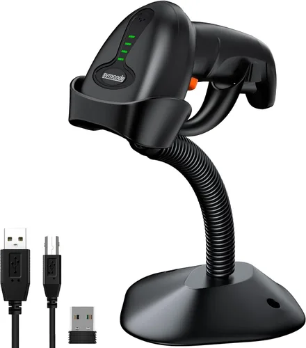 Vista 10 de Symcode Escáner de código de barras USB 1D con soporte Lector de código de barras láser con cable de mano con soporte de cuello de cisne y cable
