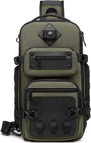 Vista 10 de OZUKO - Bolso bandolera para hombre, mochila cruzada Negro