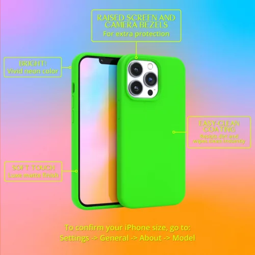 Vista 3 de FELONY CASE Funda de silicona verde neón para iPhone 12 Pro Max Silicona líquida con forro de microfibra antiarañazos, funda protectora a prueba