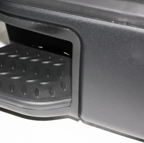 Vista 5 de Parachoques trasero negro de acero sin orificios de sensor con almohadillas laterales para Chevy Silverado GMC Sierra 1500 2007-2013