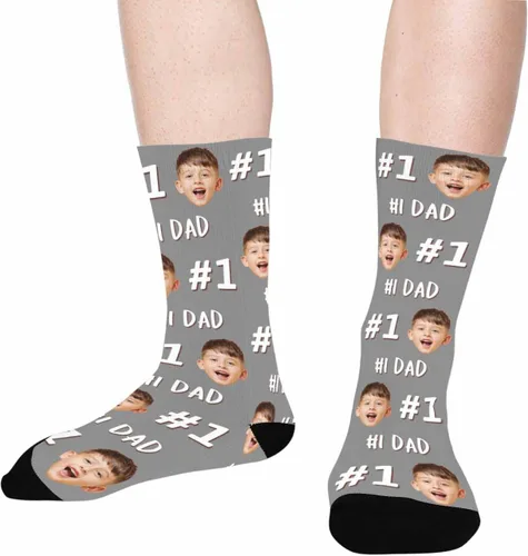 Vista 6 de M YESCUSTOM Calcetines personalizados para la cara, calcetines de animales personalizados para hombres con imagen, foto, texto, diseña tus propios