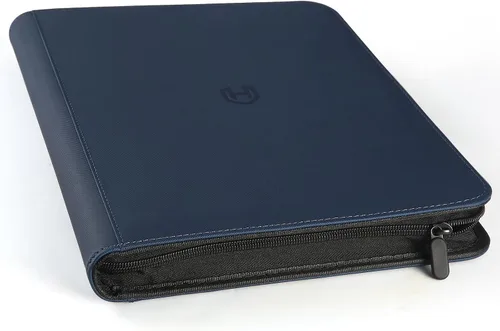 Vista 26 de Carpeta de tarjetas de 4 bolsillos con cremallera, 288 bolsillos para tarjetas comerciales Premium PU Cover, Side Loading, Ringless Card Binder