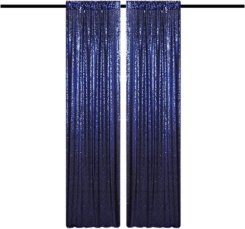 Vista 45 de Cortinas de Fondo de Lentejuelas Negras Cortinas Brillantes con Purpurina 2FTx8FT 2 Paneles para Decoraciones de Bodas Fiestas de Cumpleaños