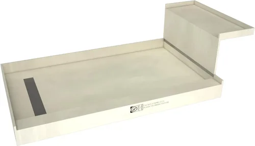 Vista 10 de Tile Redi RT3660L-BN-RB36-KIT - Sartén y banco de ducha con drenaje izquierdo, base de ducha de un bordillo, banco, drenaje de PVC de 2 pulgadas