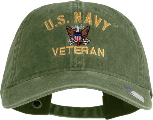 Vista 9 de e4Hats Gorra lavada bordada militar de veterano de la Marina de los EE. UU Azul marino