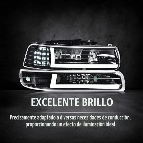 Vista 7 de PIT66 Conjunto de faros LED compatible con Chevy Silverado 1999-2002 / 2000-2006 Tahoe Suburban faros delanteros lente transparente, carcasa negra