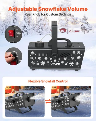 Vista 3 de VEVOR Máquina de nieve, 650 W, máquina de nieve falsa de mano o colgante, máquina de fabricación de nieve con mango portátil, fabricante de copos