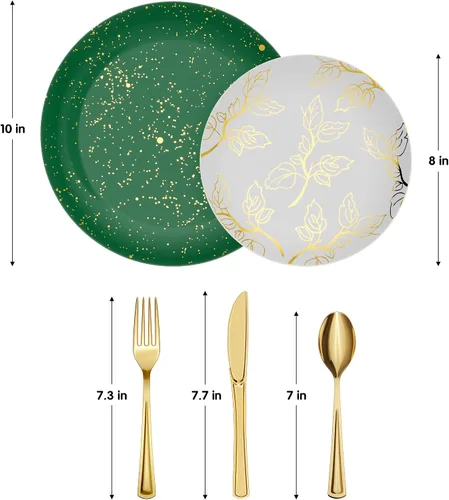 Vista 2 de Trendables Platos de Navidad desechables 100 piezas de vajilla navideña, juego de platos de plástico de Navidad incluye: 20 platos llanos de 10