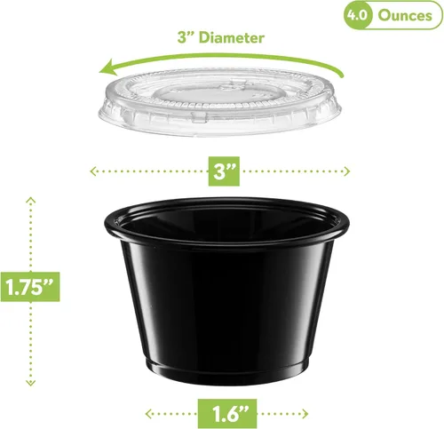 Vista 6 de Vasos de plástico sumergibles negros para porciones de 4 oz - 100