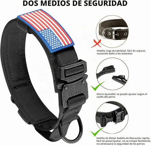 Vista 5 de DAGANXI - Collar táctico para perro, collar ajustable de nailon para adiestramiento con asa de control y hebilla, para perros medianos y grandes