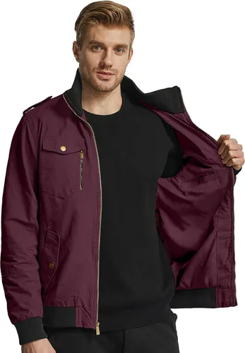 Vista 3 de Wantdo Chamarra rompevientos para hombre con cuello de algodón para hombre.