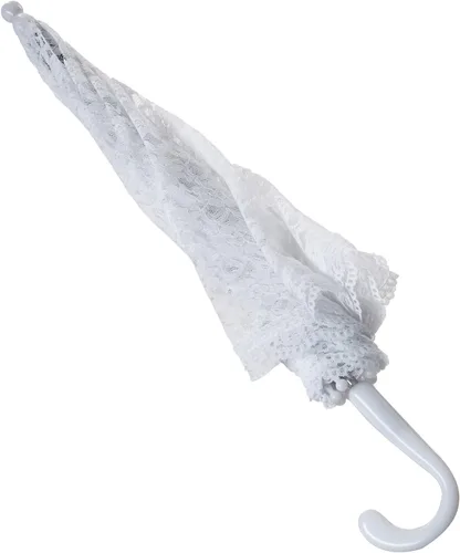 Vista 3 de Darice 35058-1 Sombrilla bordada de encaje 32 pulgadas color blanco