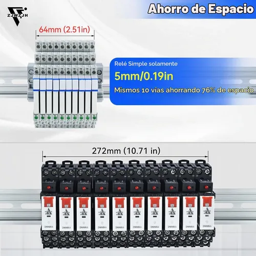 Vista 7 de Relé electromagnético 5VDC SPDT 6Amp, relés de alimentación con indicador LED, base de enchufe, riel DIN, ultra delgado de 6.2mm, certificación UL