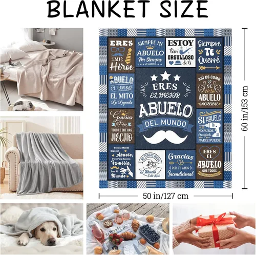 Vista 7 de Regalos para Abuelo en español, Regalo para Abuelo Manta Throw 60"x50", El Mejor Abuelo Del Mundo, Regalos para Abuelito, Regalos para Abuelito Día