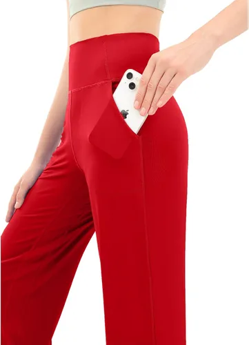 Vista 3 de Rosemmetti Pantalones capri de yoga para mujer corte de bota talla grande cintura alta pantalones de entrenamiento atlético con bolsillos