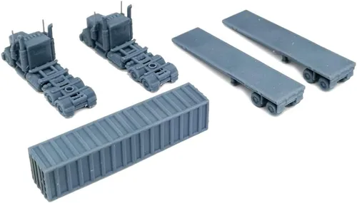 Vista 2 de Outland Models Railroad Scenery Big Rig Semi Truck Set 1:160 N Escala