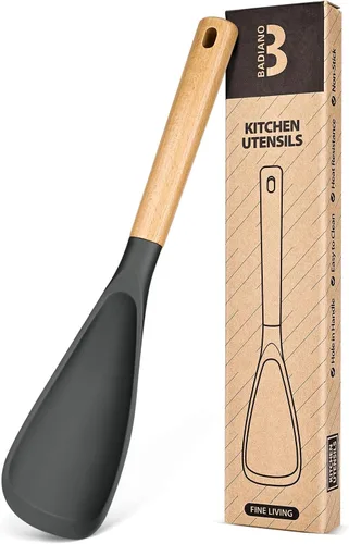 Vista 16 de Cuchara de cocina para utensilios de cocina antiadherentes, ideal para cocinar y servir silicona mate resistente sin BPA, cuchara con mango de Verde