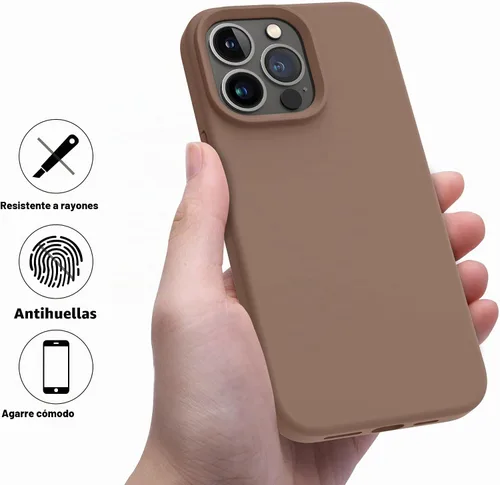 Vista 5 de OTOFLY Diseñada para iPhone 14 Pro, funda delgada de silicona a prueba de golpes para iPhone 14 Pro de 6.1 pulgadas (marrón claro)