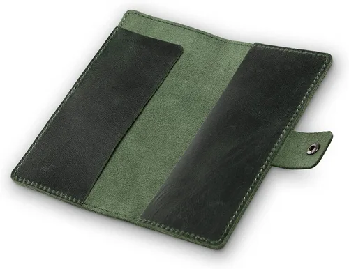 Vista 5 de PEGAI Handmade Minimalist Design Checkbook Cover 100% Distressed Full Grain Horse Leather Checkbook Wallet Business Checkbook Binder Clark
