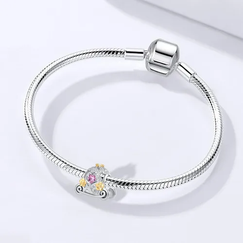 Vista 2 de QeenseKc Cenicienta Calabaza Carro Charm Cuento de hadas estilo Disney pulsera Pandora