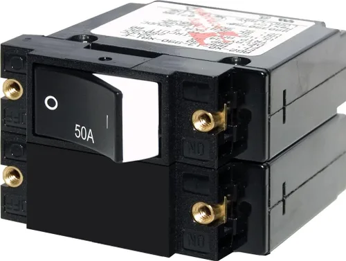 Vista 12 de Disyuntores basculantes de doble polo de Blue Sea Systems A-Series Flat Rocker