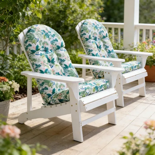 Vista 8 de Enipate Juego de 2 cojines para silla Adirondack con estampado tropical, resistentes a la intemperie, cojines de asiento para sillas de patio