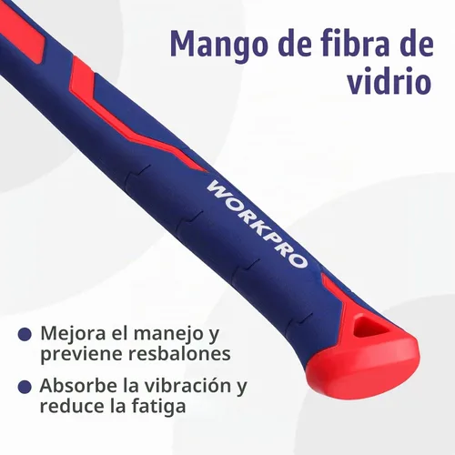 Vista 5 de WORKPRO Juego de martillos de garra de 2 piezas, 8 oz Mini Compacto y 16 oz de Fibra de Vidrio de Uso General, mango antideslizante suave y cabezal