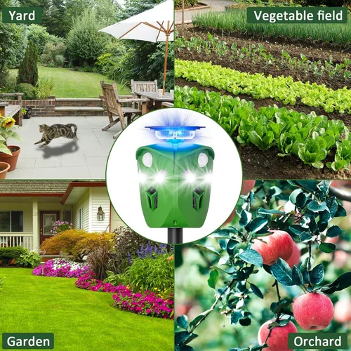Vista 8 de Repelente solar de animales de 360° para patio y jardín, sin sensor de movimiento de punto ciego para mantener alejados a ciervos, mapaches y gatos