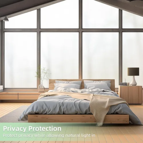 Vista 2 de DUOFIRE Película de privacidad para ventana, esmerilado natural y blanco mate, película de vidrio estático