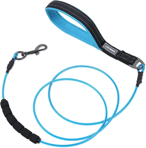 Vista 10 de VIVAGLORY Toughbite - Correa para perro a prueba de mordeduras, no masticable, con mango de tráfico y doble asa para entrenamiento y caminar, metal