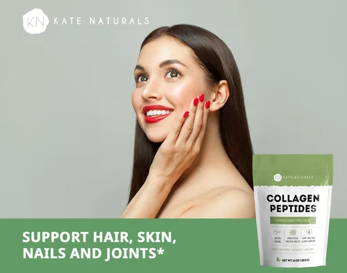 Vista 2 de Kate Naturals Péptidos de colágeno en polvo para cabello, piel, uñas y articulaciones (16 onzas, hidrolizado, sin sabor) colágeno bovino alimentado